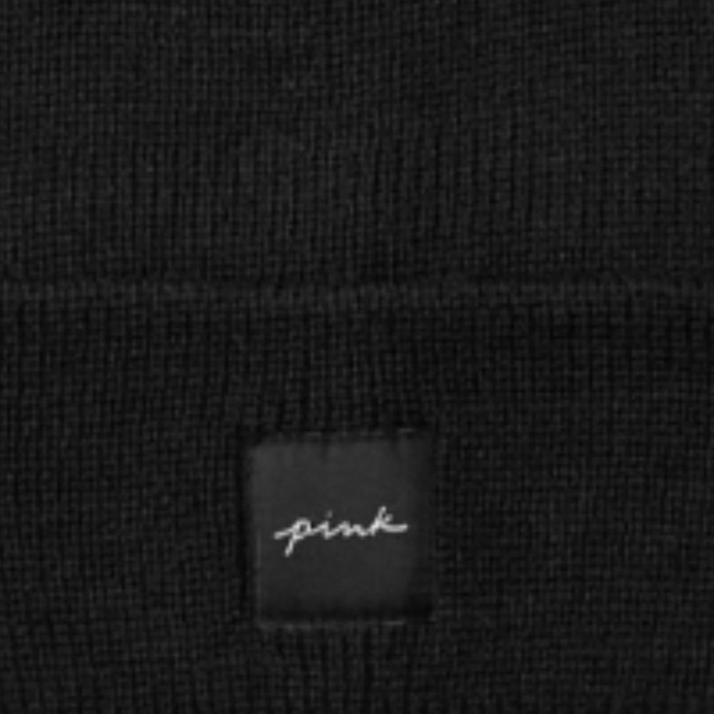 VS PINK Rib Beanie in PURE BLACK - Picture 2 of 3